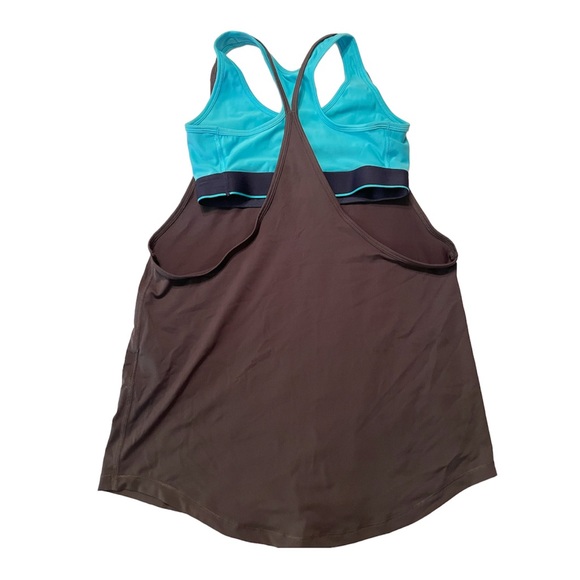 Under Armour Gray Turquoise 2-in-1 Tank Top with Built-In Sports Bra - Picture 3 of 8